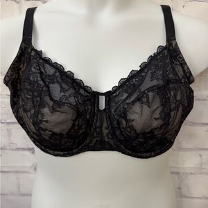 Natori Bra 40DDD Statement Full Fit Lace Unlined Underwire 746211 Black